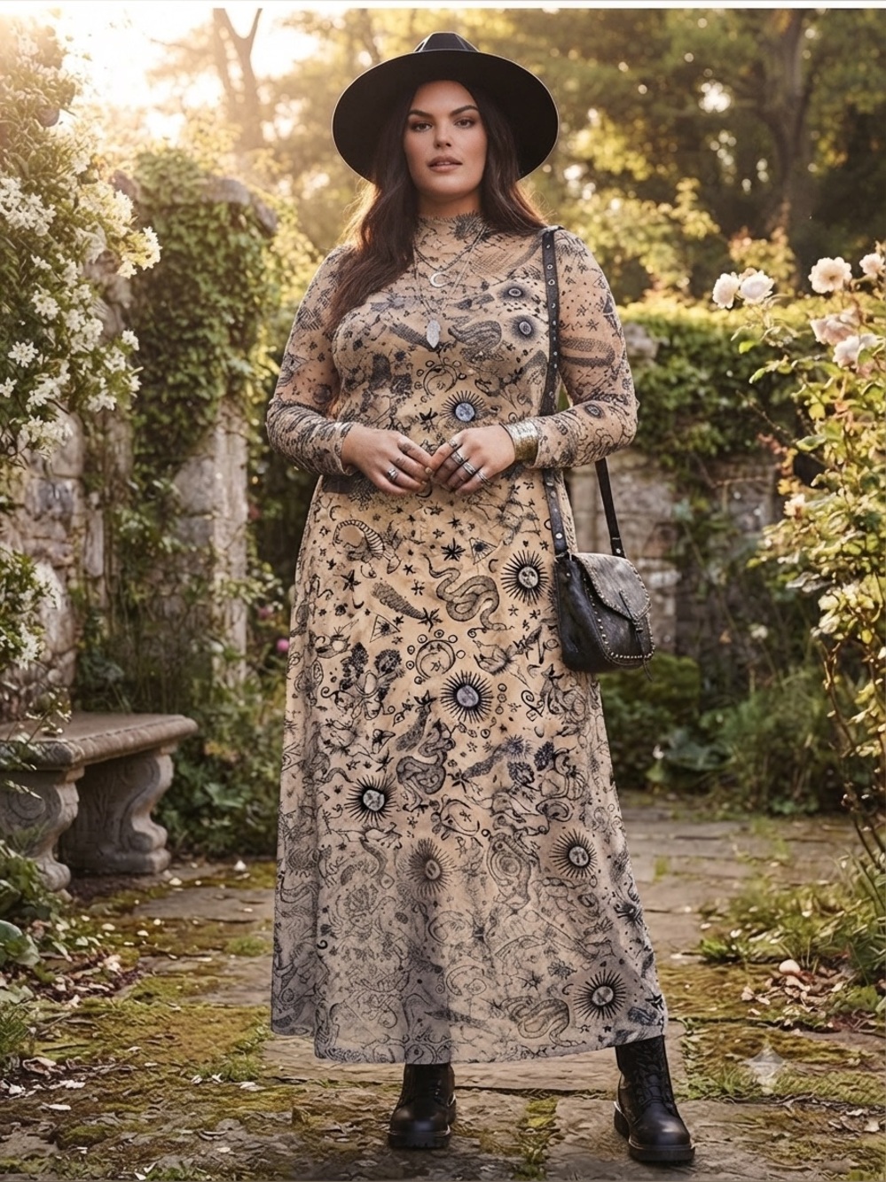 NWT Torrid FALL Celestial Mesh Maxi Dress - Picture 2 of 4